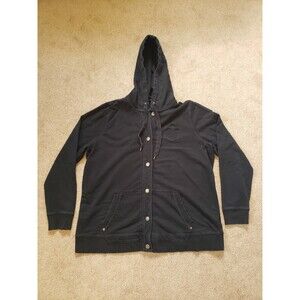 LRL Jeans Co Hoodie Sweatshirt Terry Black Bottons Front Pockets Women's Size 1X